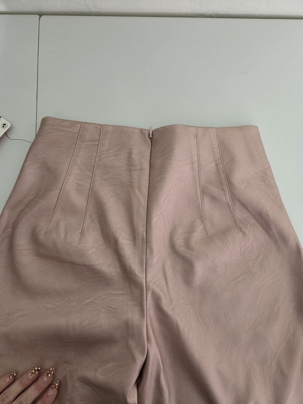 NWT Maeve Colette Crop Metallic Faux Leather Ruffle-Hem Pants Pink Metallic 27 - Picture 14 of 16